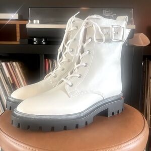 Stuart Weitzman White Combat Boots